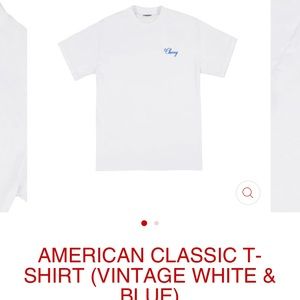 Cherry LA White Tee with Blue Script Logo